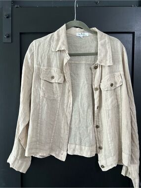 Light Beige Linen Utility Jacket - Women